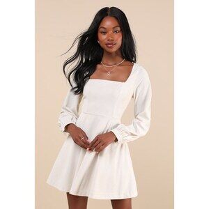 Lulus Daily Affection Beige Corduroy Mini Dress With Pockets - Size XL